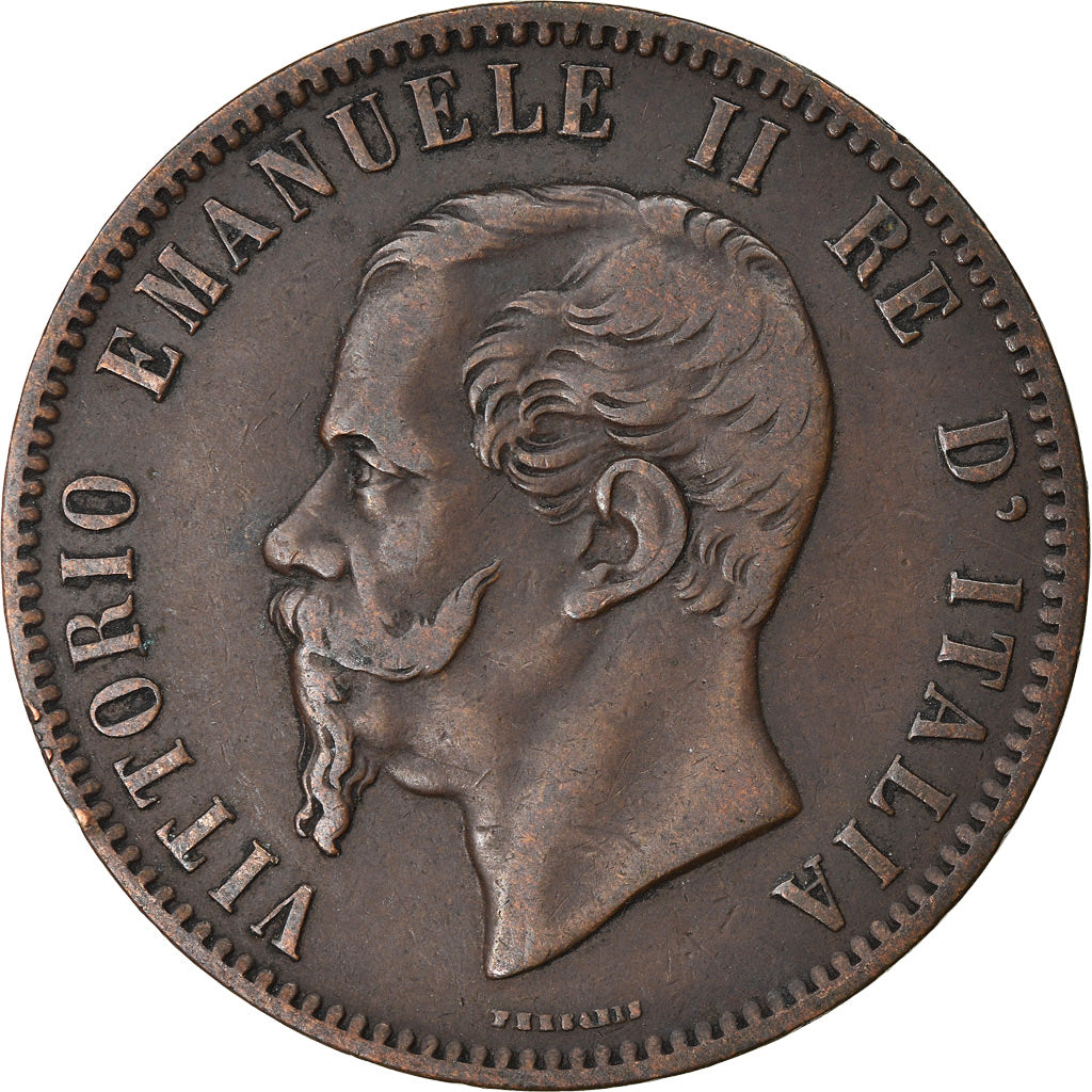 Coin, Italy, Vittorio Emanuele II, 10 Centesimi, 1863, AU(50-53), Copper