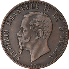 Coin, Italy, Vittorio Emanuele II, 10 Centesimi, 1863, AU(50-53), Copper