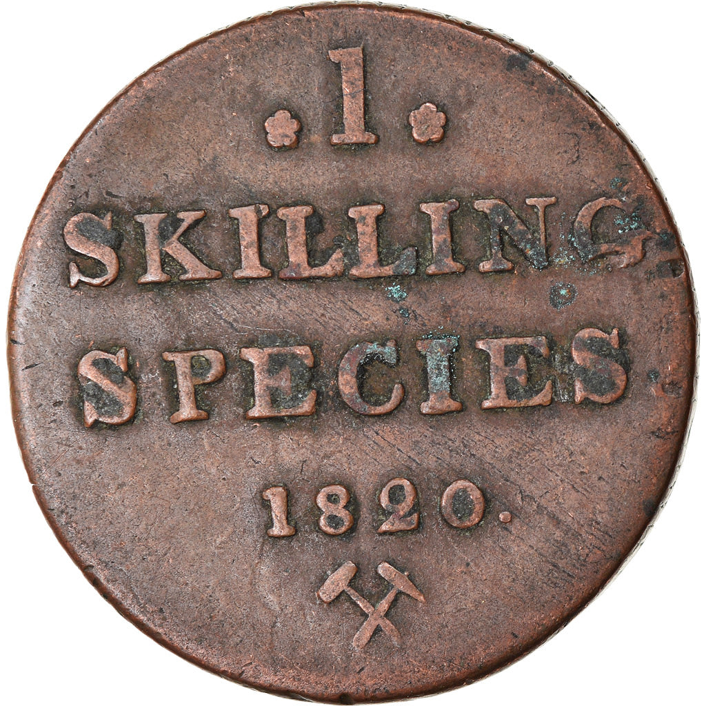 Coin, Norway, Carl XIV, Skilling, 1820, VF(20-25), Copper, KM:286