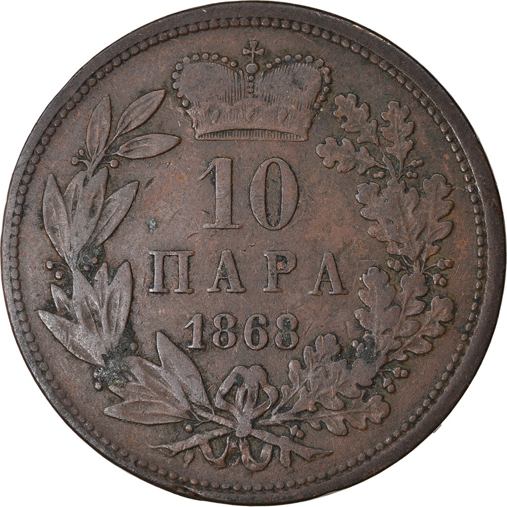Monnaie, Serbie, Obrenovich Michael III, 10 Para, 1868, TB+, Bronze, KM:3