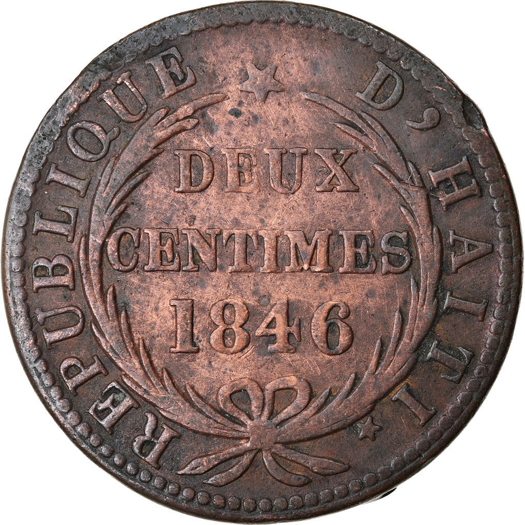 Coin, Haiti, 2 Centimes, 1846, VF(30-35), Copper, KM:27.2