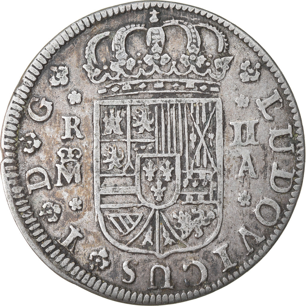 Moneda, España, Louis I, 2 Reales, 1724, Madrid, MBC, Plata, KM:327