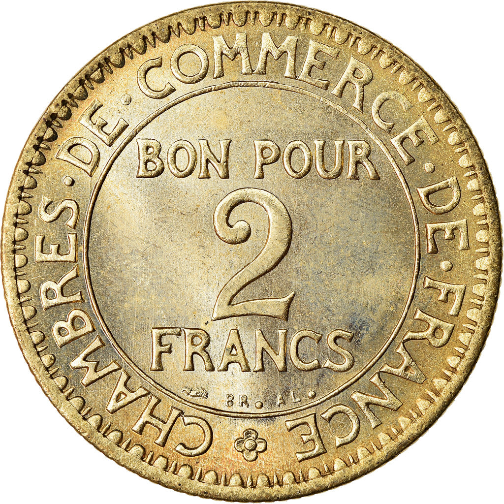 Moneda, Francia, Chambre de commerce, 2 Francs, 1921, Paris, SC, Aluminio -
