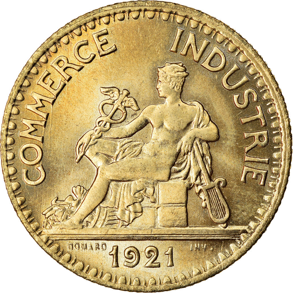 Moeda, França, Chambre de commerce, 2 Francs, 1921, Paris, MS(60-62)