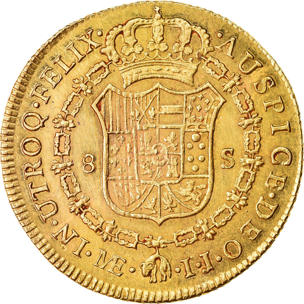 Coin, Peru, Charles IV, 8 Escudos, 1791, Lima, AU(55-58), Gold, KM:92
