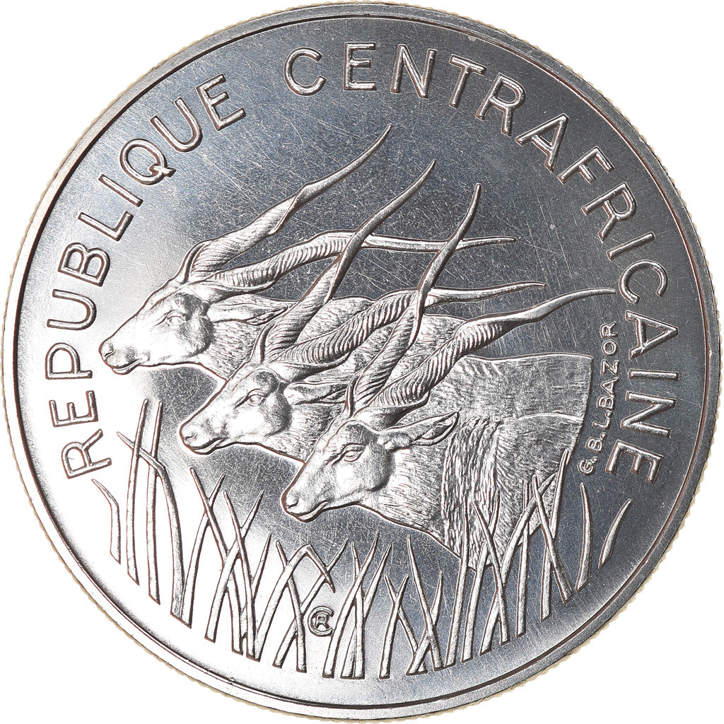 Coin, Central African Republic, 100 Francs, 1975, Paris, ESSAI, MS(65-70)