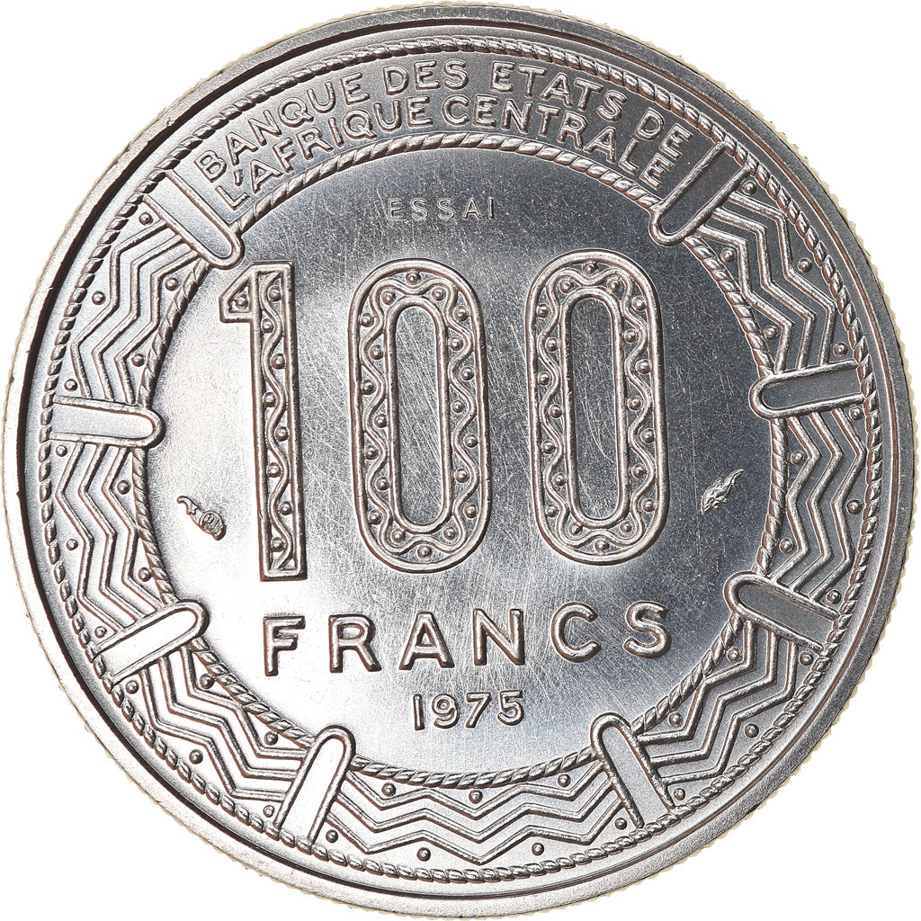 Coin, Central African Republic, 100 Francs, 1975, Paris, ESSAI, MS(65-70)