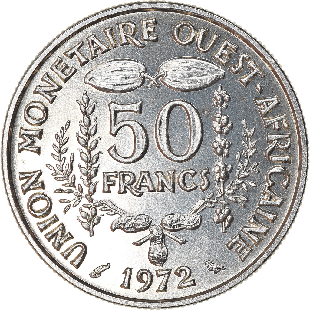 Coin, West African States, 50 Francs, 1972, Paris, ESSAI, MS(65-70)