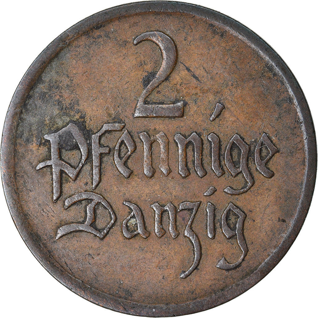 Moeda, DANZIG, 2 Pfennig, 1923, EF(40-45), Bronze, KM:141