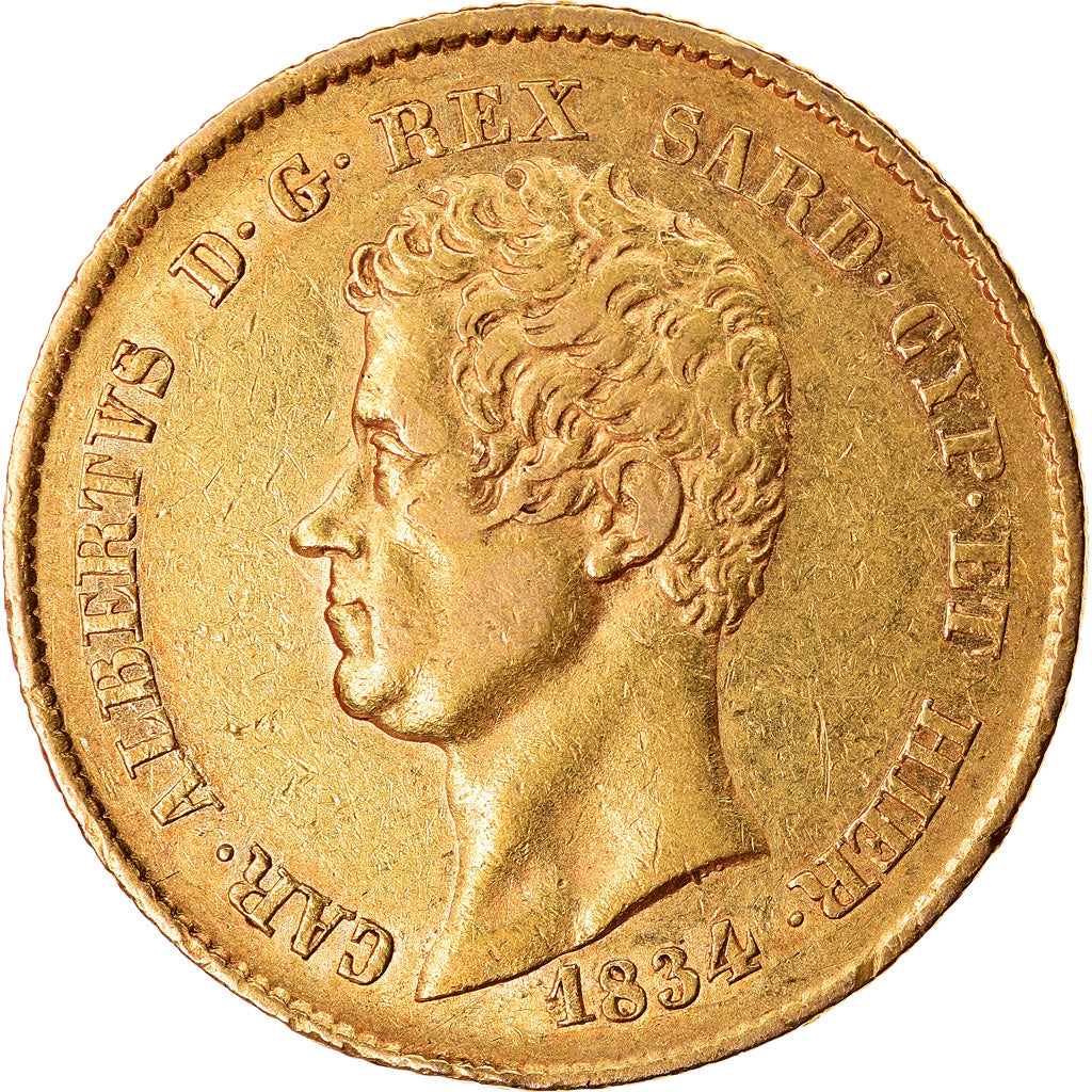 Moneta, DEPARTAMENTY WŁOSKIE, SARDINIA, Carlo Alberto, 20 Lire, 1834, Torino
