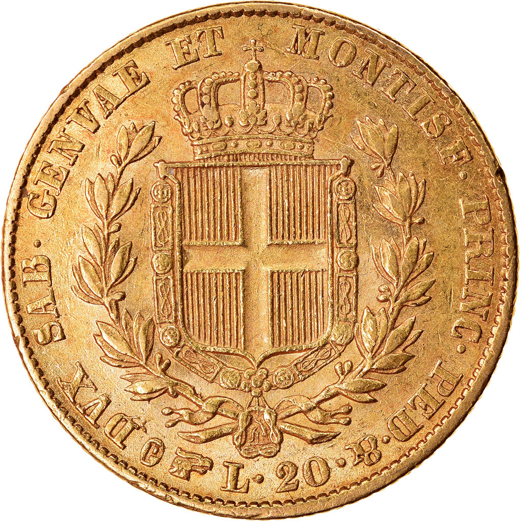 Moneta, DEPARTAMENTY WŁOSKIE, SARDINIA, Carlo Alberto, 20 Lire, 1834, Torino