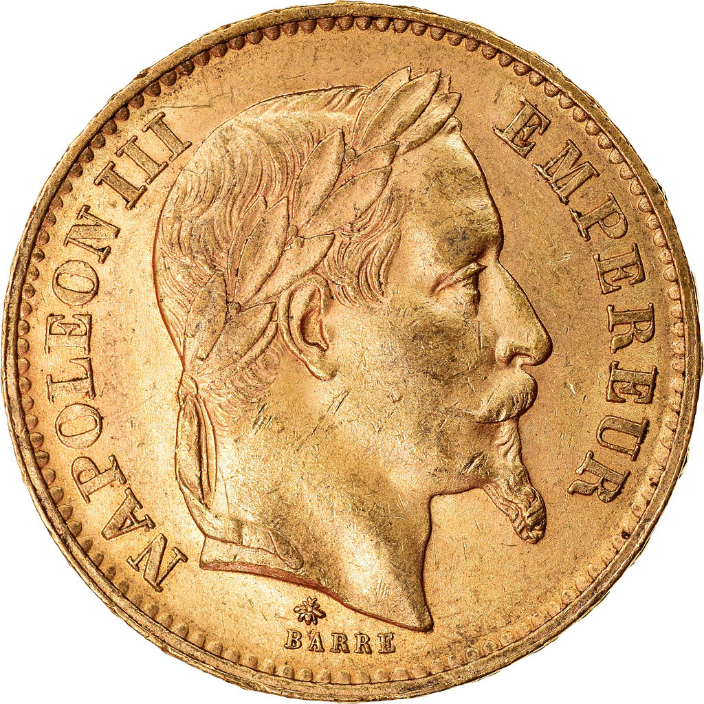 Moneta, Francja, Napoleon III, Napoléon III, 20 Francs, 1868, Paris, AU(50-53)