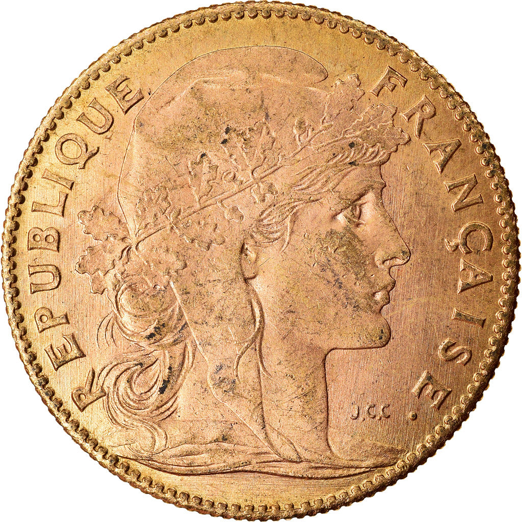 Moneda, Francia, Marianne, 10 Francs, 1914, Paris, EBC, Oro, KM:846