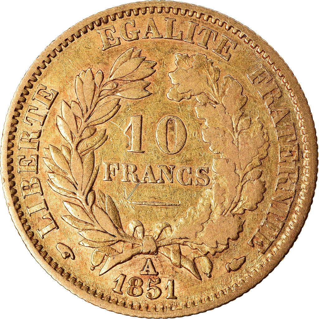 Coin, France, Cérès, 10 Francs, 1851, Paris, EF(40-45), Gold, KM:770