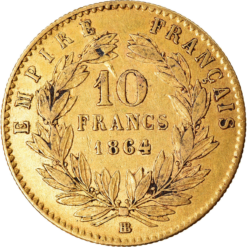 Moneta, Francja, Napoleon III, Napoléon III, 10 Francs, 1864, Strasbourg