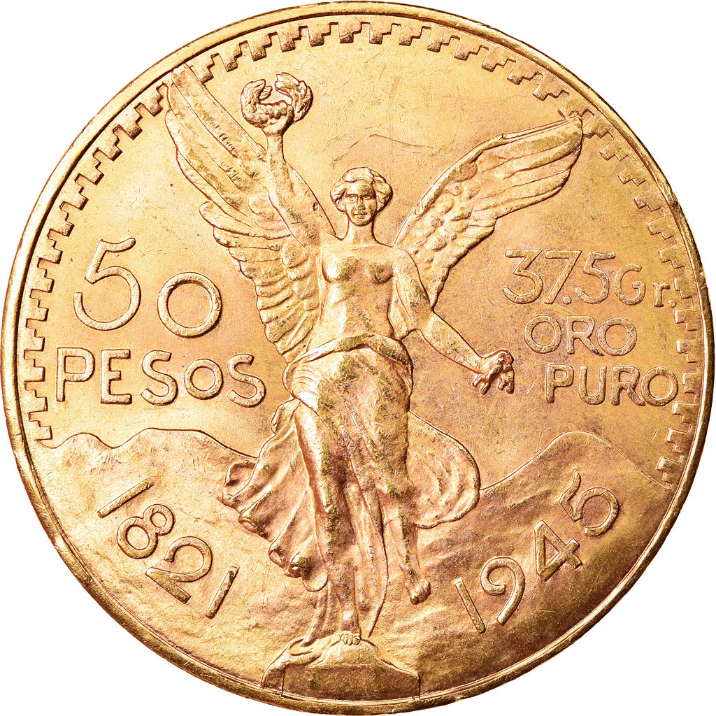 Coin, Mexico, 50 Pesos, 1945, Mexico City, AU(55-58), Gold, KM:481