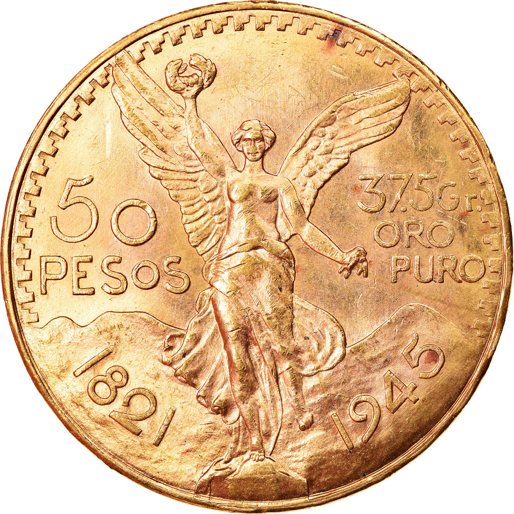 Moneda, México, 50 Pesos, 1945, Mexico City, EBC, Oro, KM:481