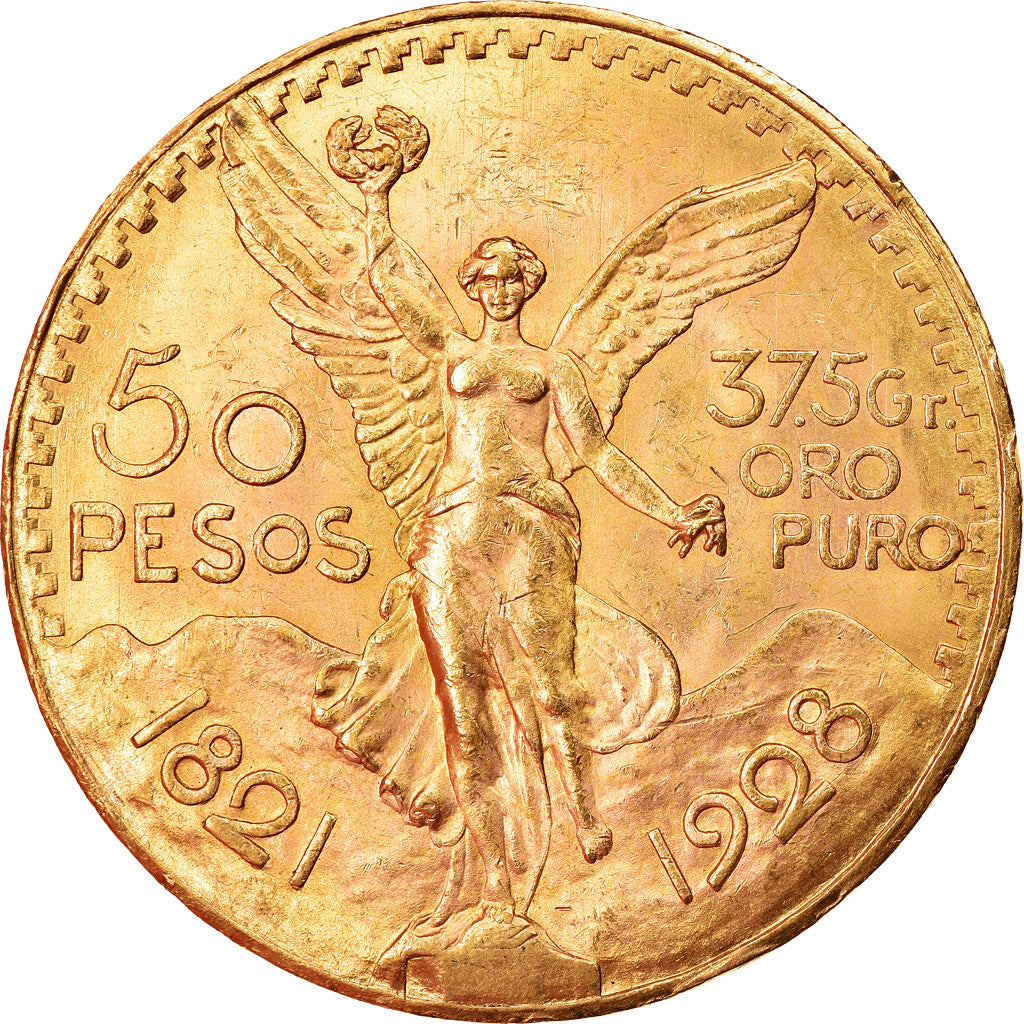 Moneda, México, 50 Pesos, 1928, Mexico City, EBC, Oro, KM:481