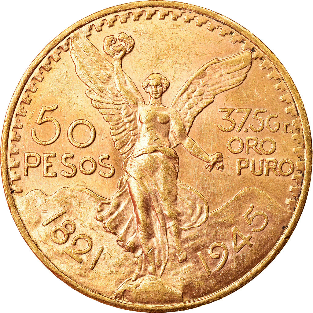 Moneda, México, 50 Pesos, 1945, Mexico City, EBC, Oro, KM:481
