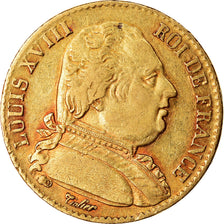 Moeda, França, Louis XVIII, Louis XVIII, 20 Francs, 1815, Paris, EF(40-45)