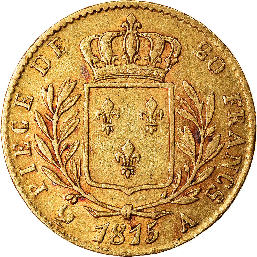 Moeda, França, Louis XVIII, Louis XVIII, 20 Francs, 1815, Paris, EF(40-45)