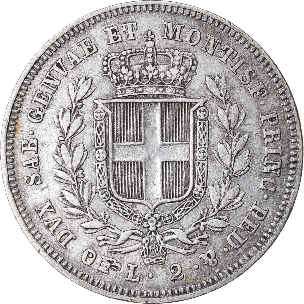 Moneda, Estados italianos, SARDINIA, Carlo Alberto, 2 Lire, 1844, Torino, MBC