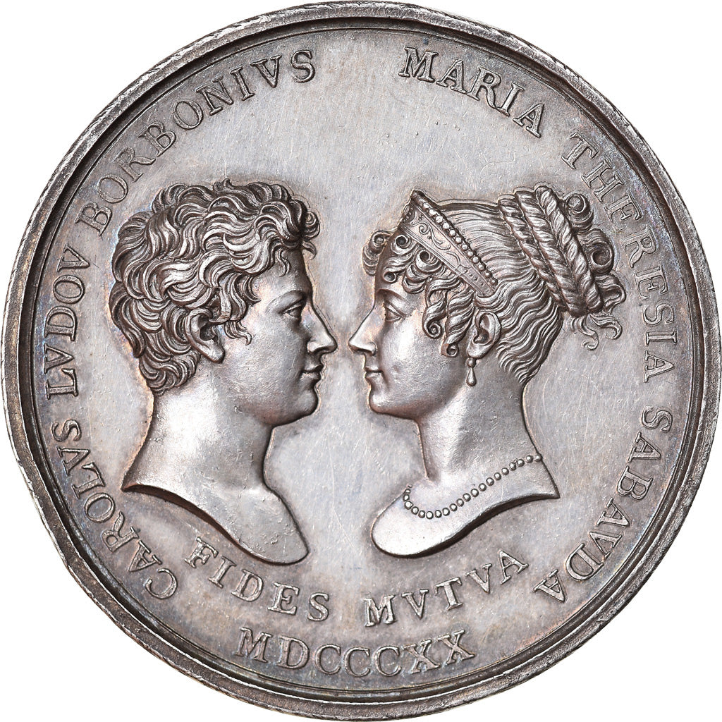 Italia, medaglia, Wedding of Carlo Ludovico & Maria Teresa, 1820, A. Lavy, SPL