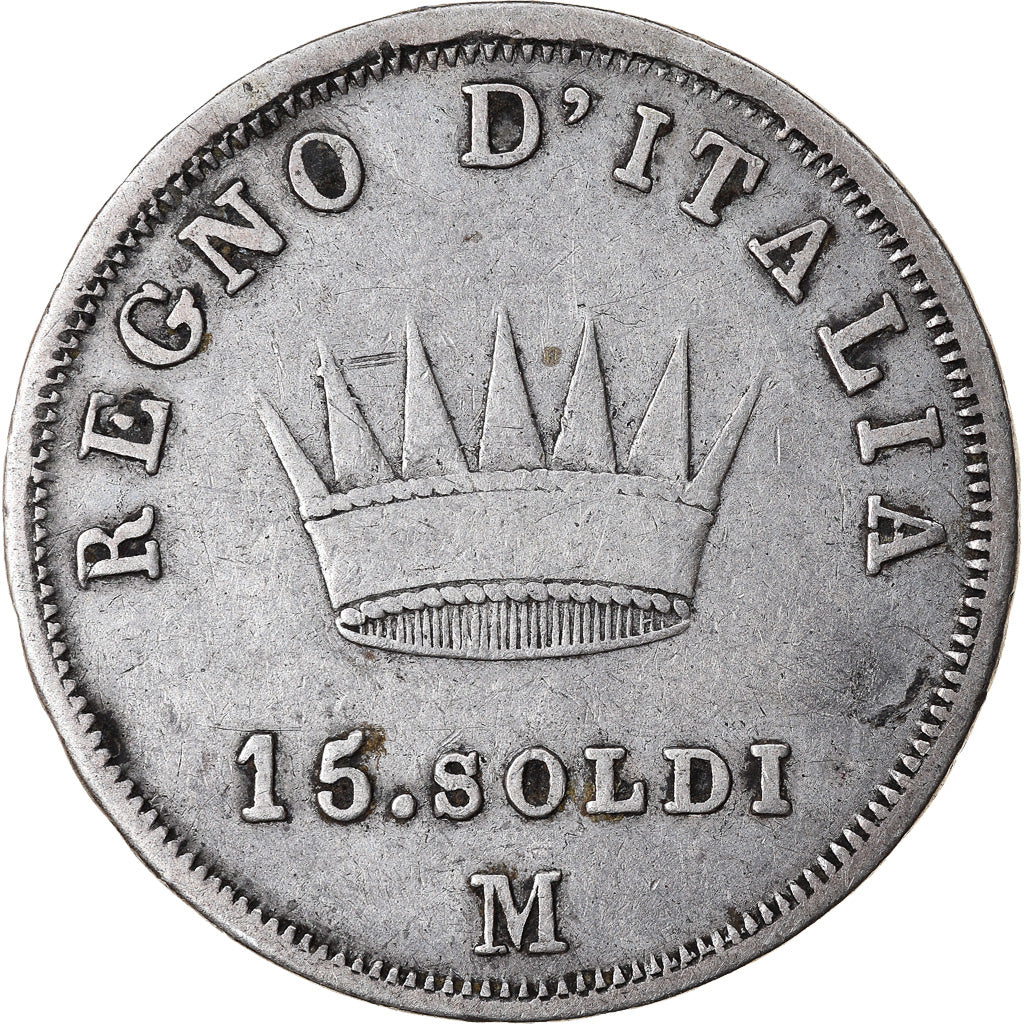 Coin, ITALIAN STATES, KINGDOM OF NAPOLEON, Napoleon I, 15 Soldi, 1808, Milan