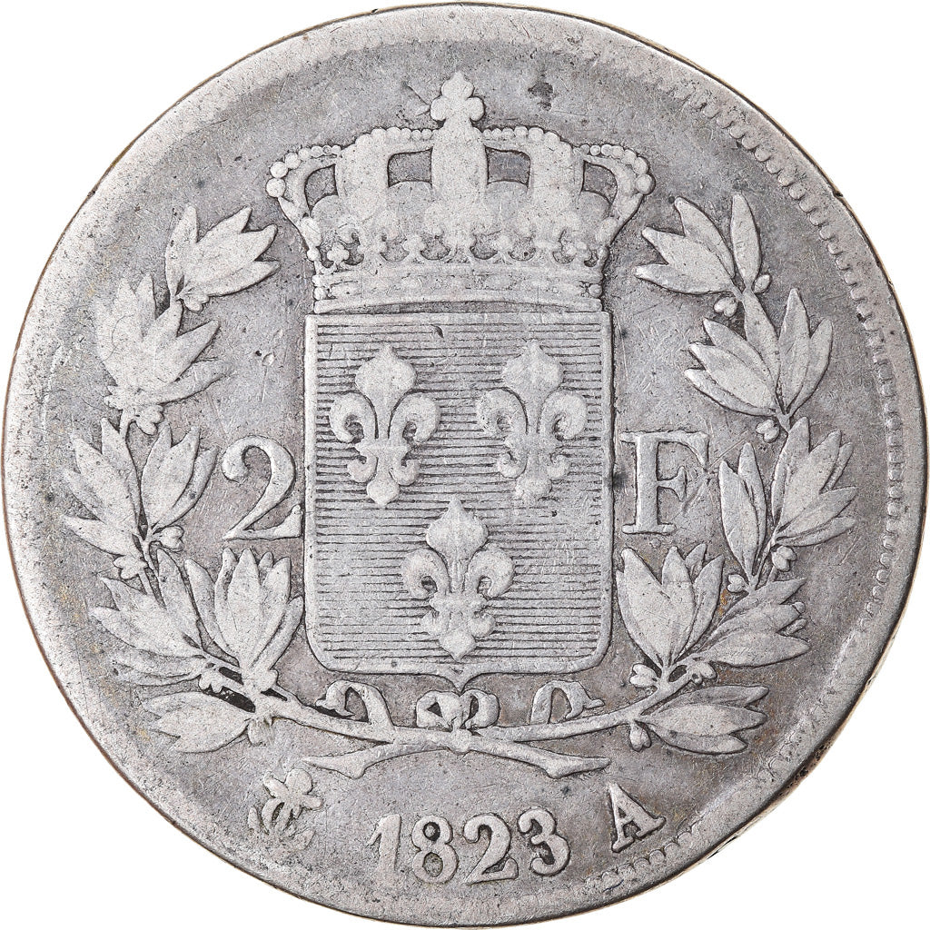 Münze, Frankreich, Louis XVIII, Louis XVIII, 2 Francs, 1823, Paris, S, Silber