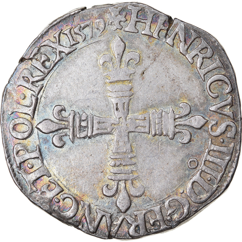 Moneta, Francja, 1/4 Ecu, 1579, Rennes, AU(50-53), Srebro, Sombart:4662