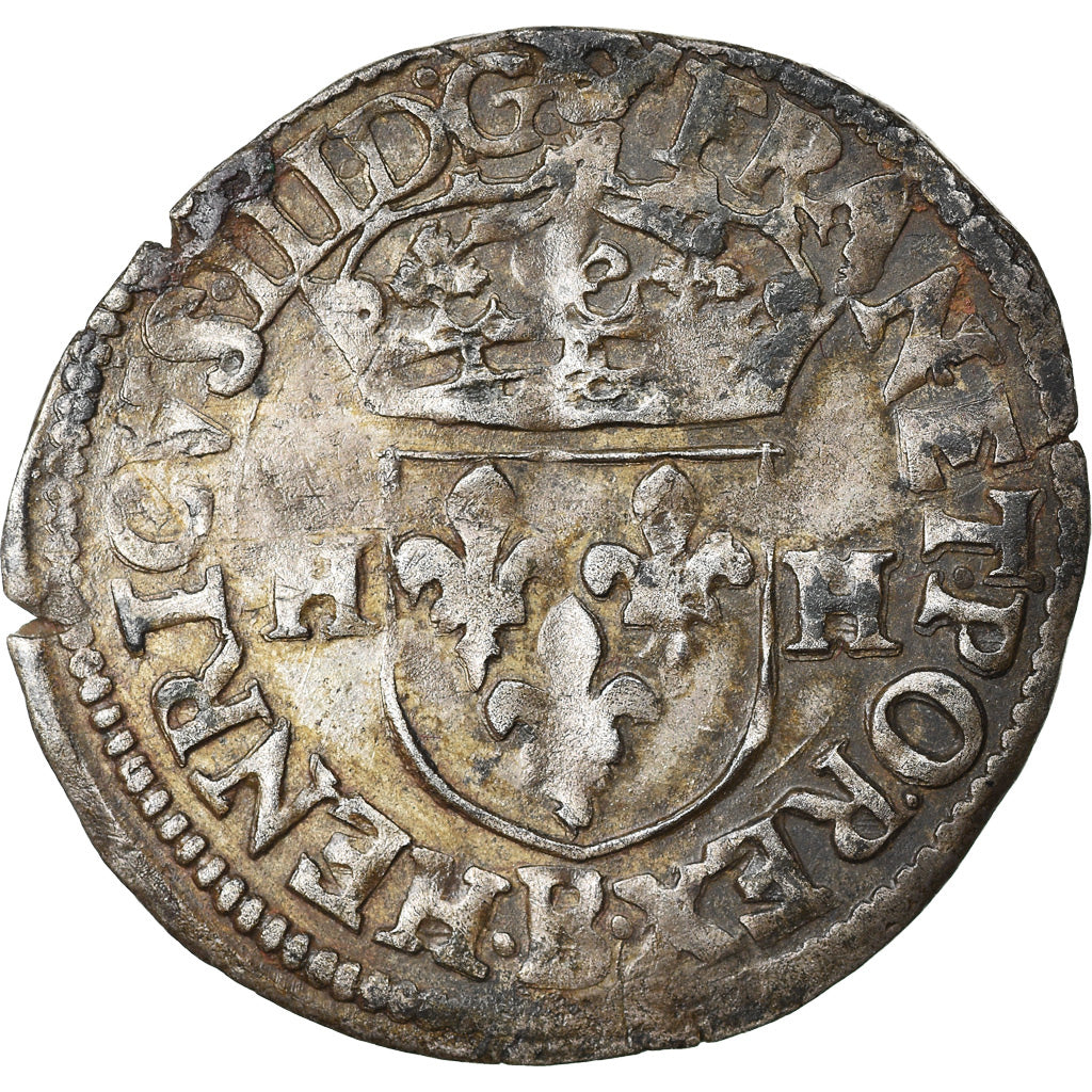 Monnaie, France, Henri III, Douzain, 1587, Rouen, TTB, Billon, Sombart:4402