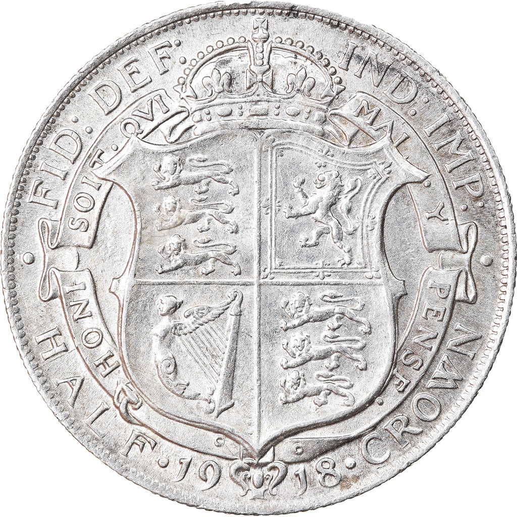 Coin, Great Britain, George V, 1/2 Crown, 1918, AU(55-58), Silver, KM:818.1