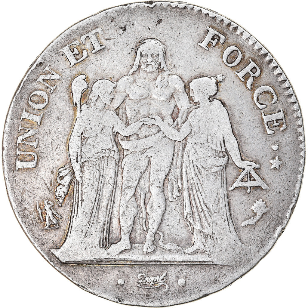 Coin, France, Union et Force, 5 Francs, AN 4, Paris, VF(30-35), Silver