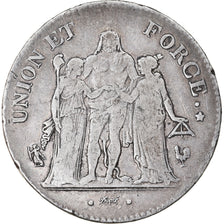 Monnaie, France, Union et Force, 5 Francs, AN 11, Paris, TB+, Argent