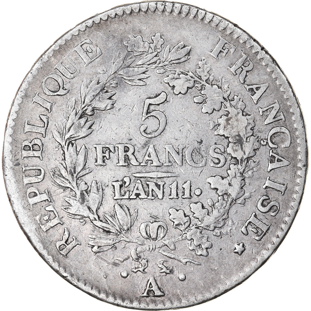 Monnaie, France, Union et Force, 5 Francs, AN 11, Paris, TB+, Argent