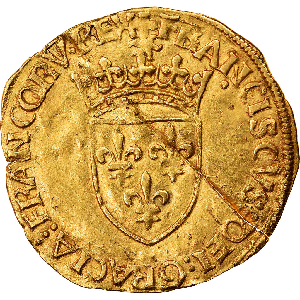Monnaie, France, François Ier, Ecu d'or, Montpellier, TB+, Or, Duplessy:775