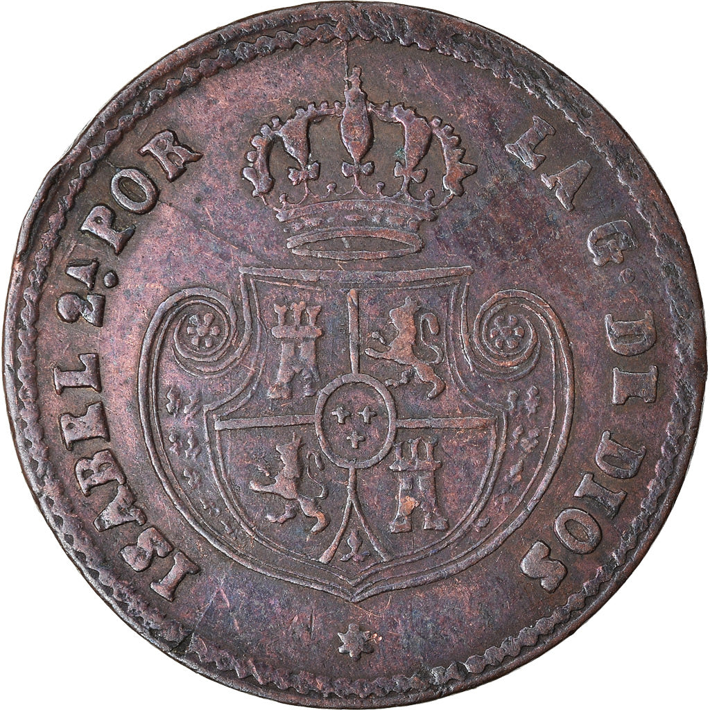 Monnaie, Espagne, Isabel II, 1/10 Réal, 1853, Segovia, TTB, Cuivre, KM:590