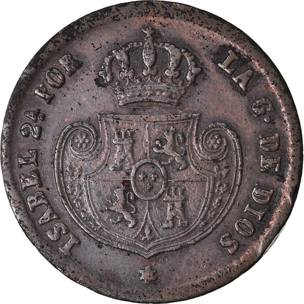 Monnaie, Espagne, Isabel II, 1/10 Réal, 1852, Segovia, TTB, Cuivre, KM:590