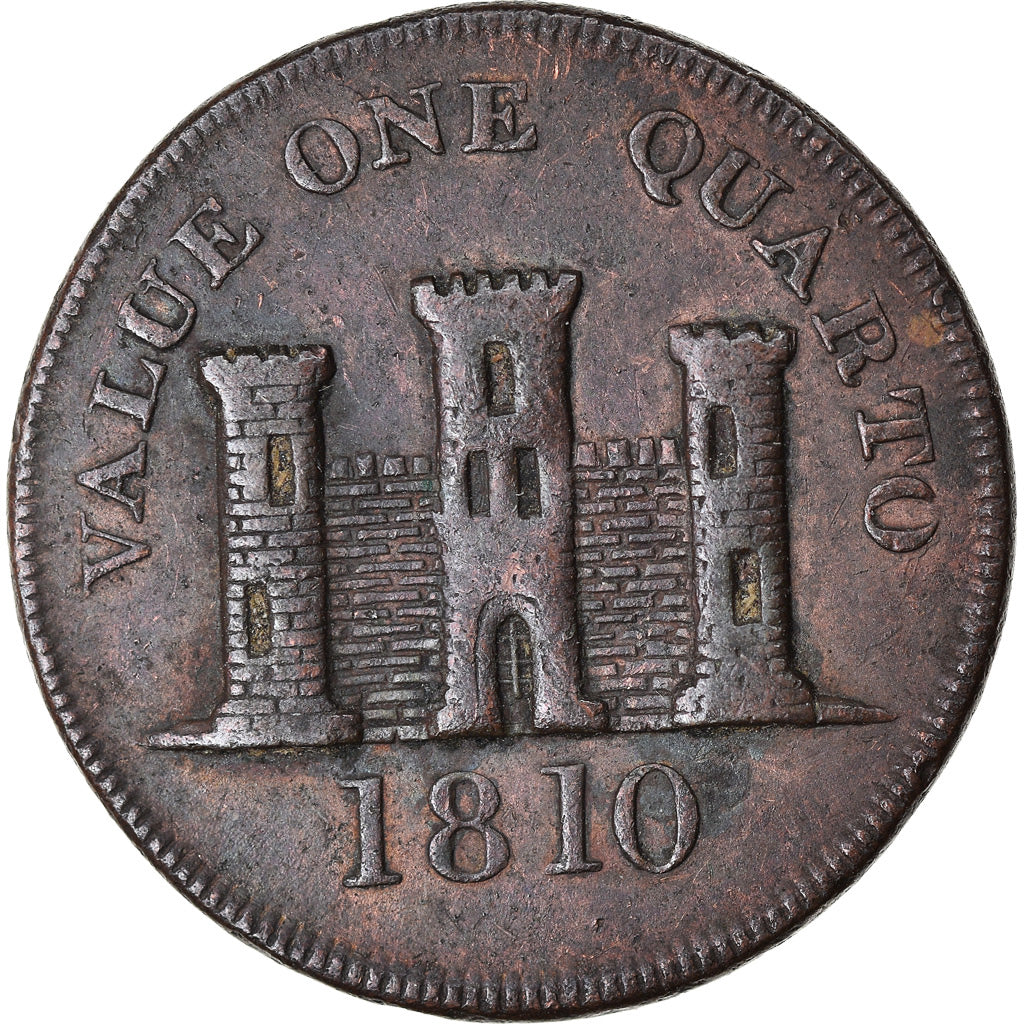 Coin, Gibraltar, Quarto, 1810, EF(40-45), Copper, KM:Tn3.1
