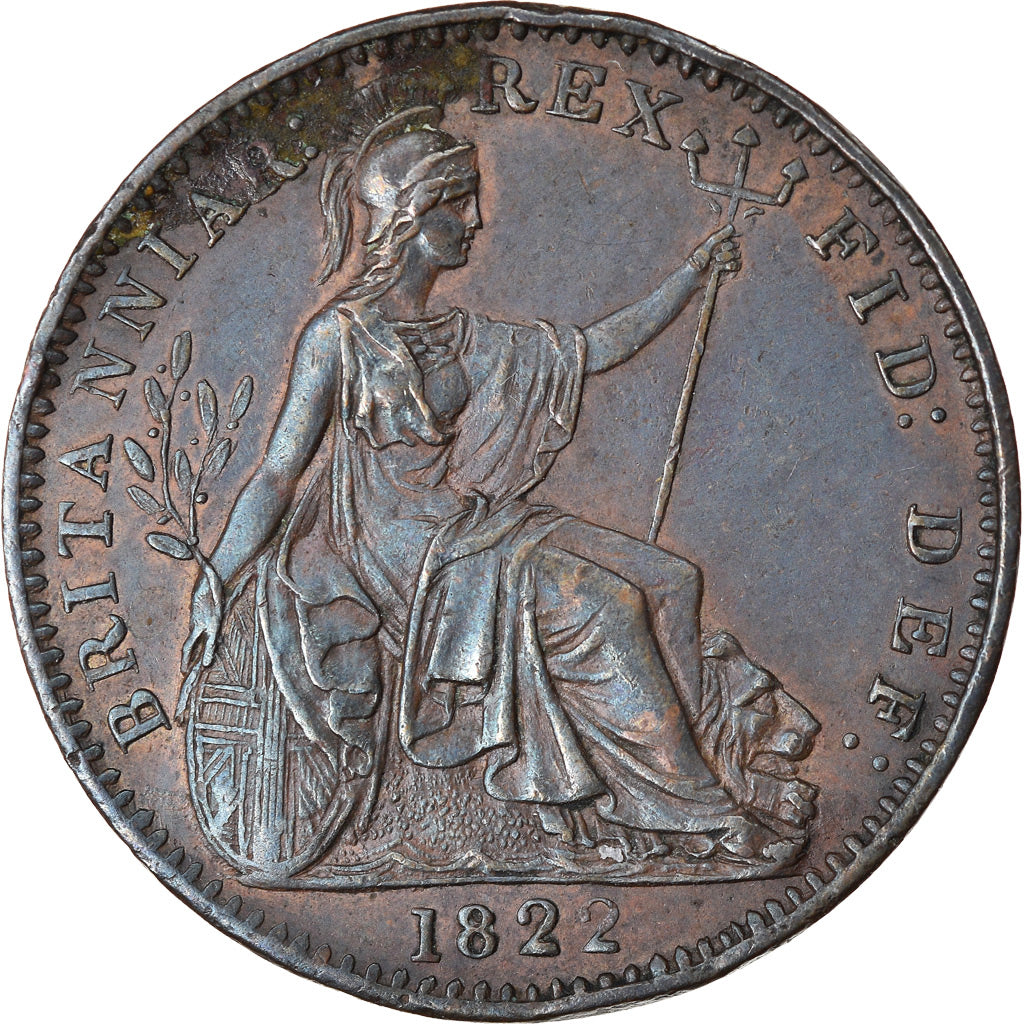 Coin, Great Britain, George IV, Farthing, 1822, AU(55-58), Copper, KM:677