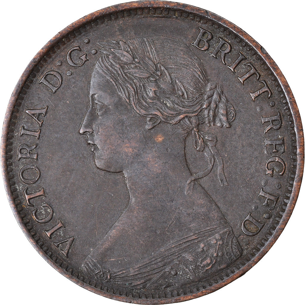 Coin, Great Britain, Victoria, Farthing, 1861, AU(50-53), Bronze, KM:747.2