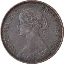 Coin, Great Britain, Victoria, Farthing, 1861, AU(50-53), Bronze, KM:747.2