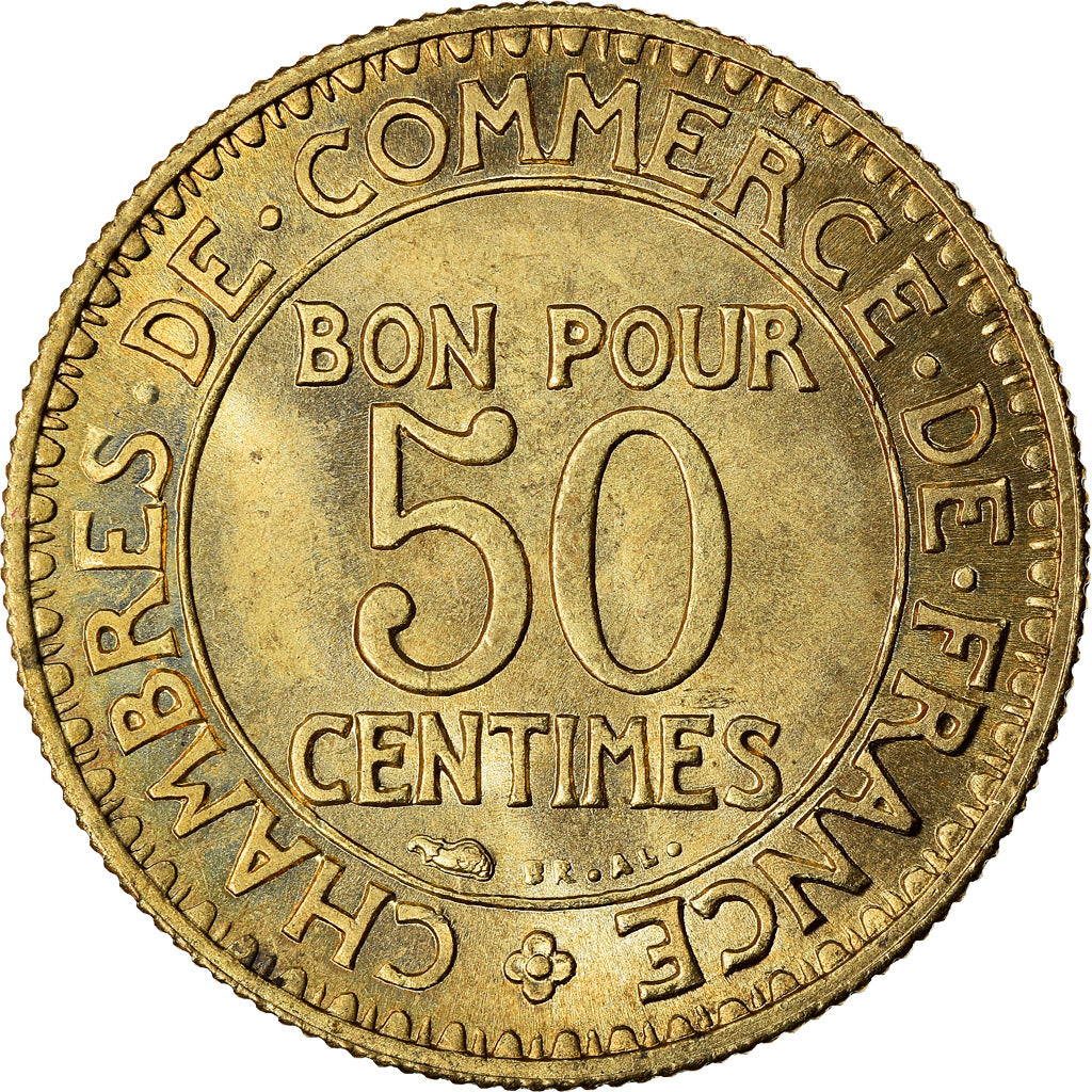 Munten, Frankrijk, Chambre de commerce, 50 Centimes, 1922, Paris, UNC-