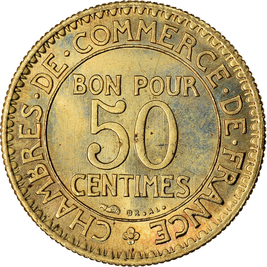 Munten, Frankrijk, Chambre de commerce, 50 Centimes, 1923, Paris, UNC-