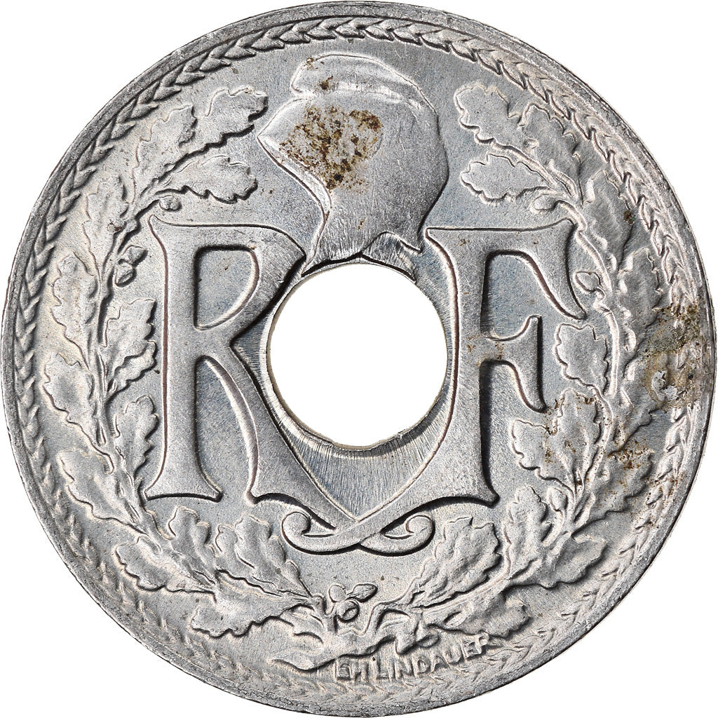 Moeda, França, Lindauer, 5 Centimes, 1919, Paris, MS(63), Cobre-níquel