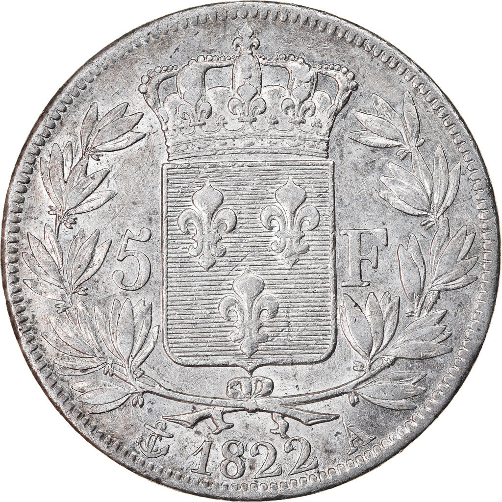 Moneta, Francja, Louis XVIII, Louis XVIII, 5 Francs, 1822, Paris, EF(40-45)