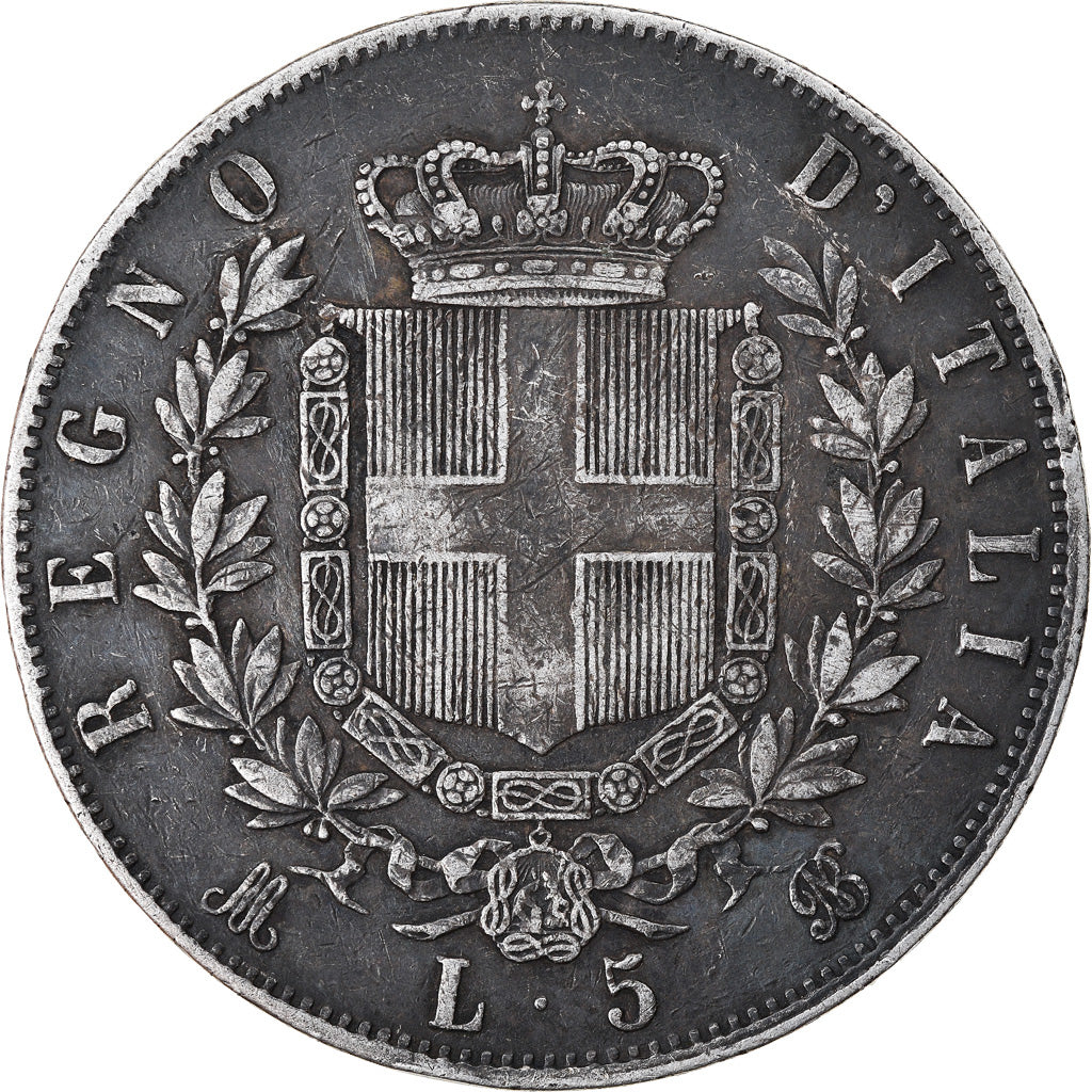 Moneta, Italia, Vittorio Emanuele II, 5 Lire, 1875, Milan, BB, Argento, KM:8.3