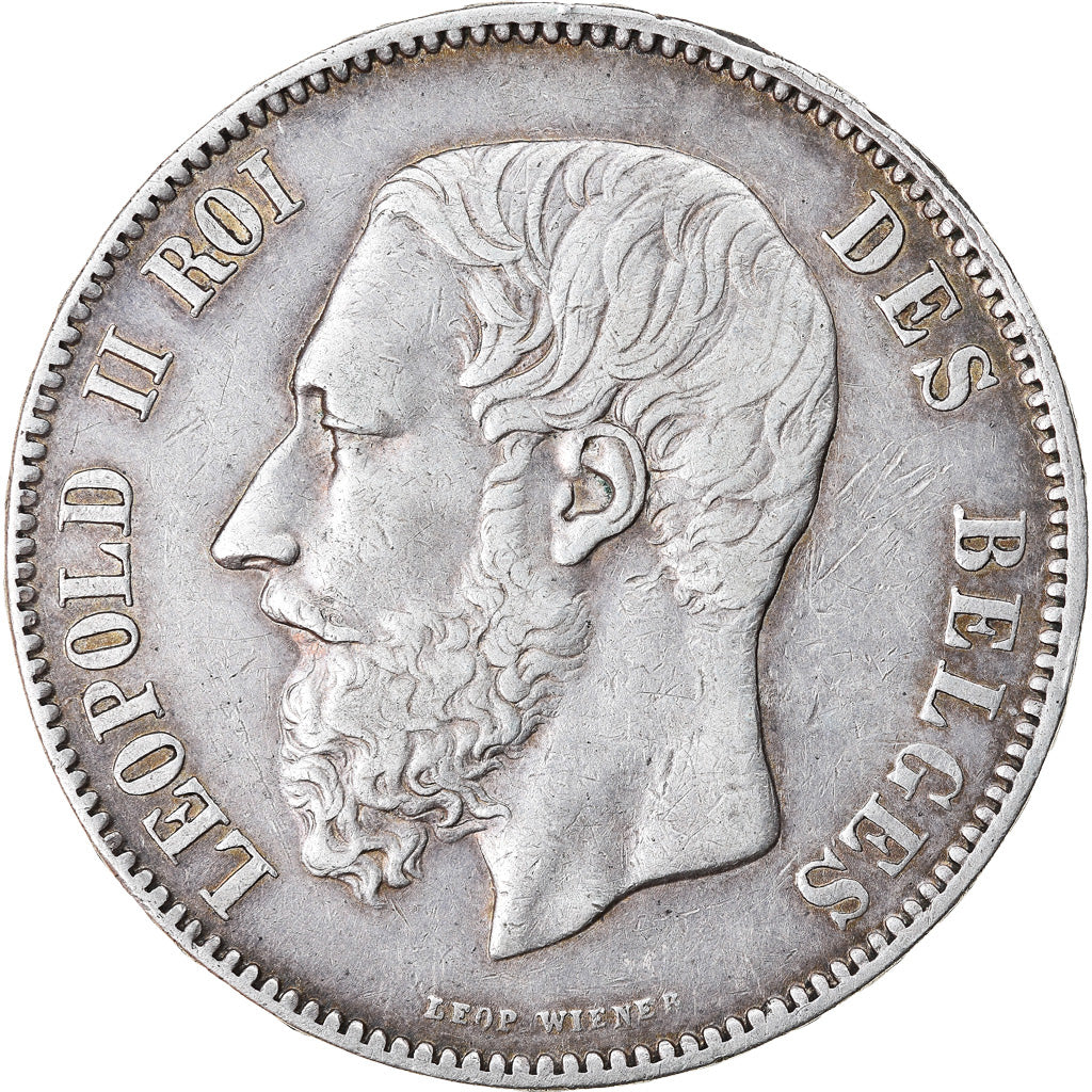 Coin, Belgium, Leopold II, 5 Francs, 5 Frank, 1868, EF(40-45), Silver, KM:24