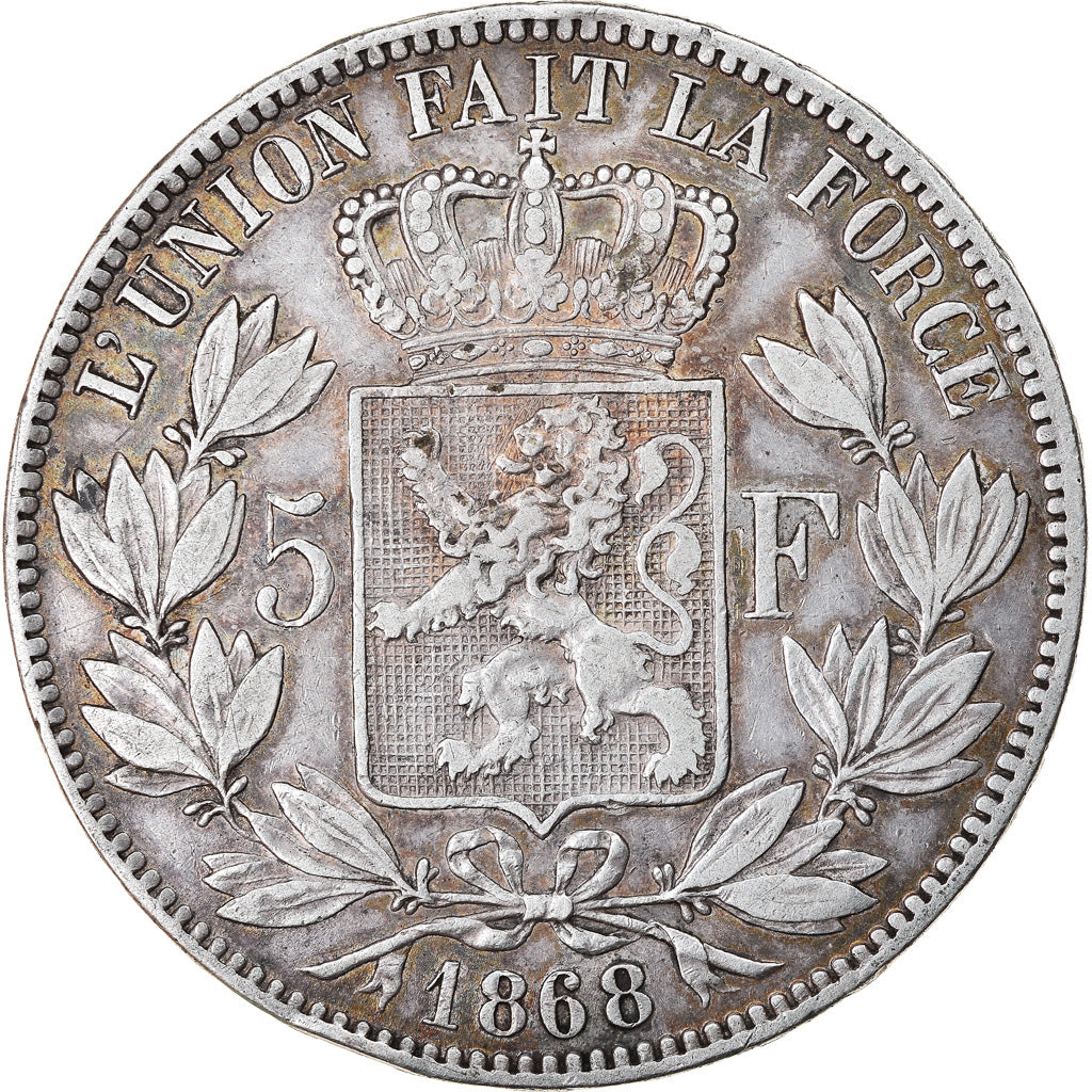 Coin, Belgium, Leopold II, 5 Francs, 5 Frank, 1868, EF(40-45), Silver, KM:24