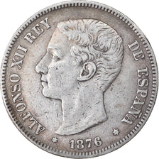 Coin, Spain, Alfonso XII, 5 Pesetas, 1876, Madrid, VF(30-35), Silver, KM:671